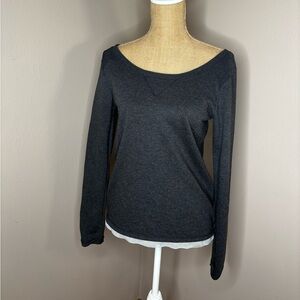 Aerie Gray Pullover Bow Tie Back Ribbon Detail Sweatshirt Size S